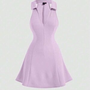 SHEIN Purple Halter Fit and Flare Dress